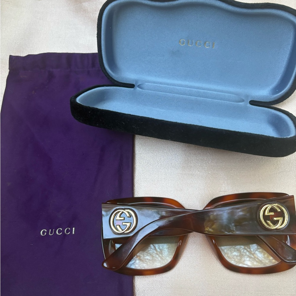 GG 🔥 Gucci Tortoise Shell Square Sunglasses - Perfect condition. Made in Italy. - Picture 7 of 7